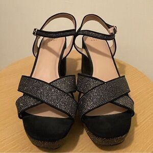 A New Day Black & Gold Sparkling Heels